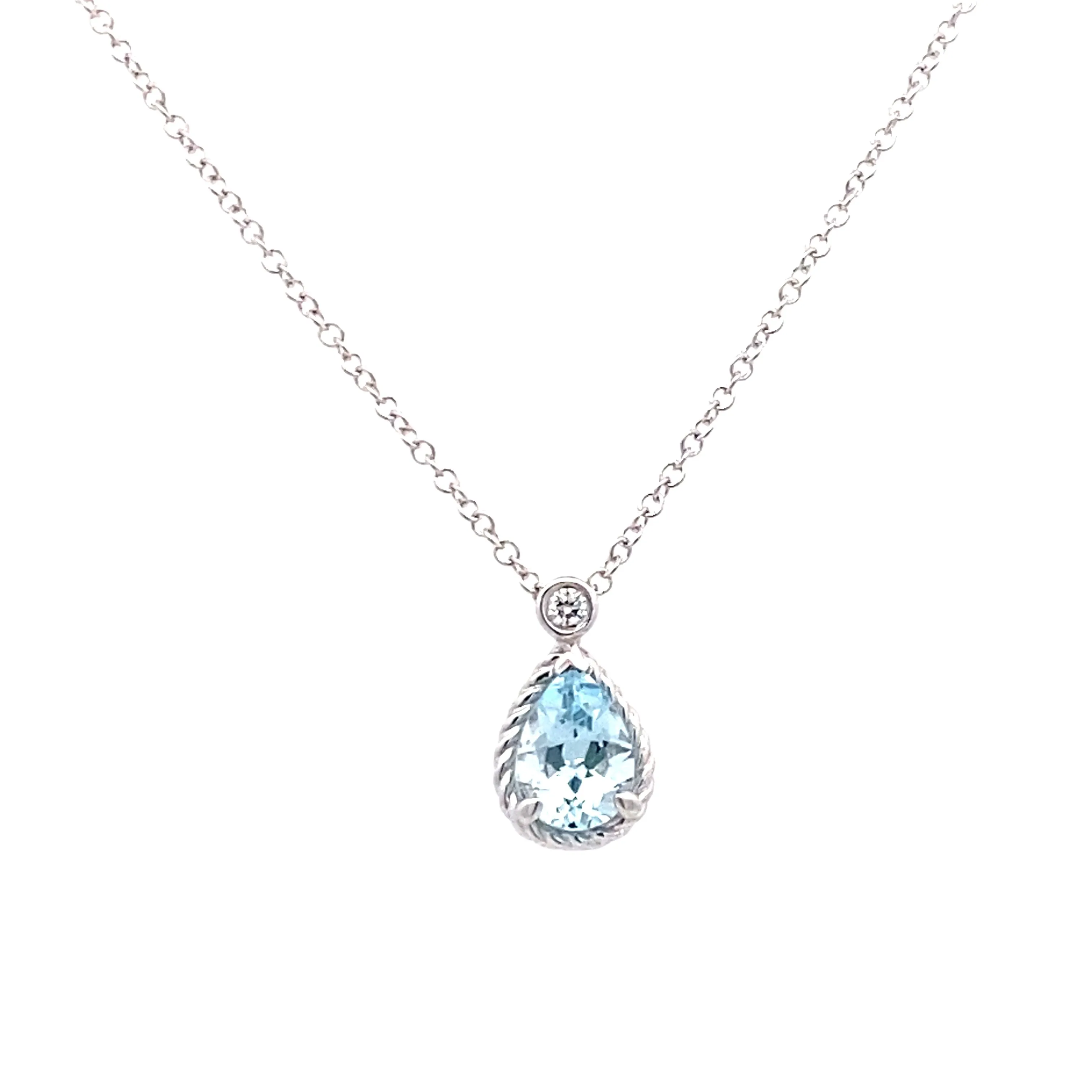 Gabriel & Co. White Gold Aquamarine Pendant