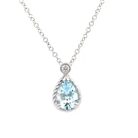 Gabriel & Co. White Gold Aquamarine Pendant