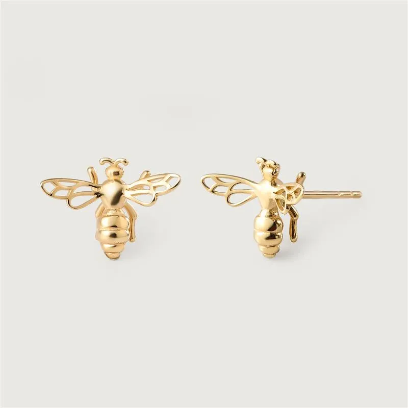 Gold Essentials Croissant Hoop Earrings in 9K Gold   Busy Bee Stud Earrings in 9K Gold