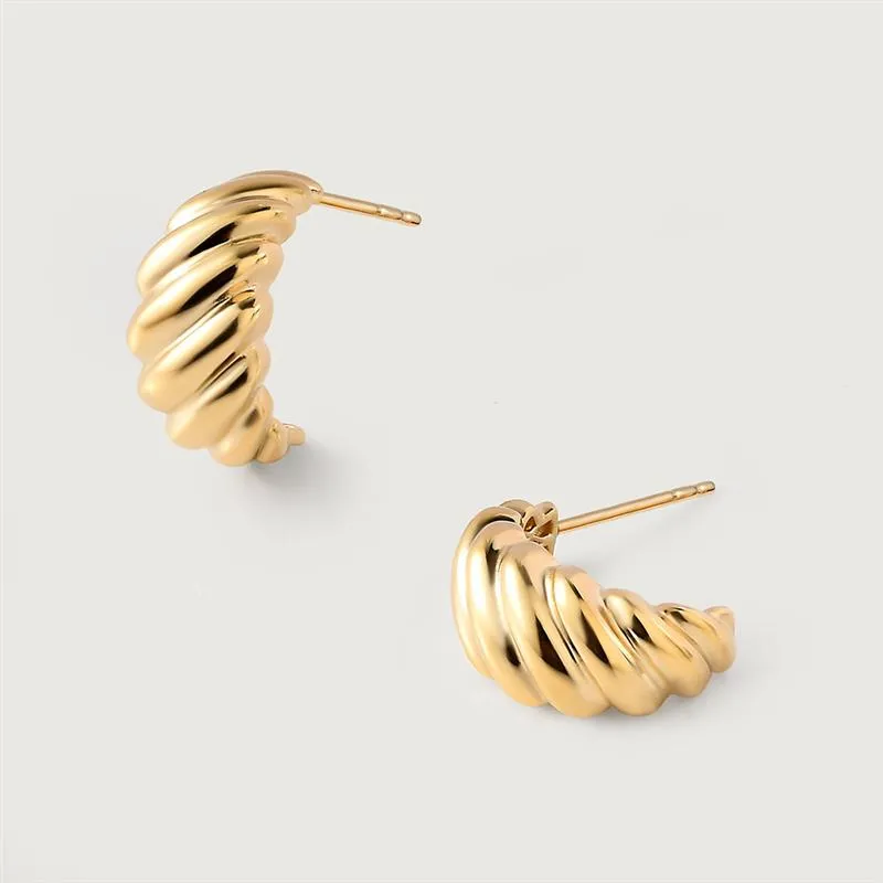 Gold Essentials Croissant Hoop Earrings in 9K Gold   Busy Bee Stud Earrings in 9K Gold