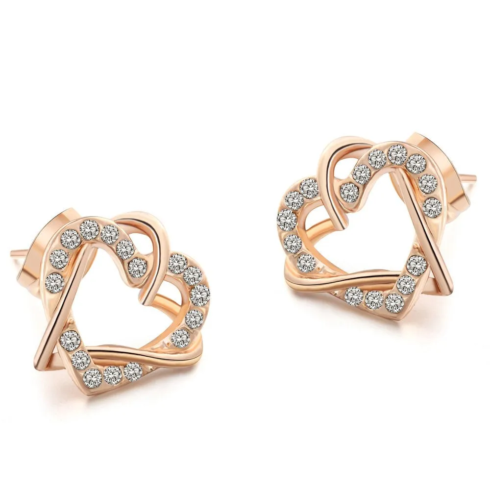 Gold Heart Stud Earrings