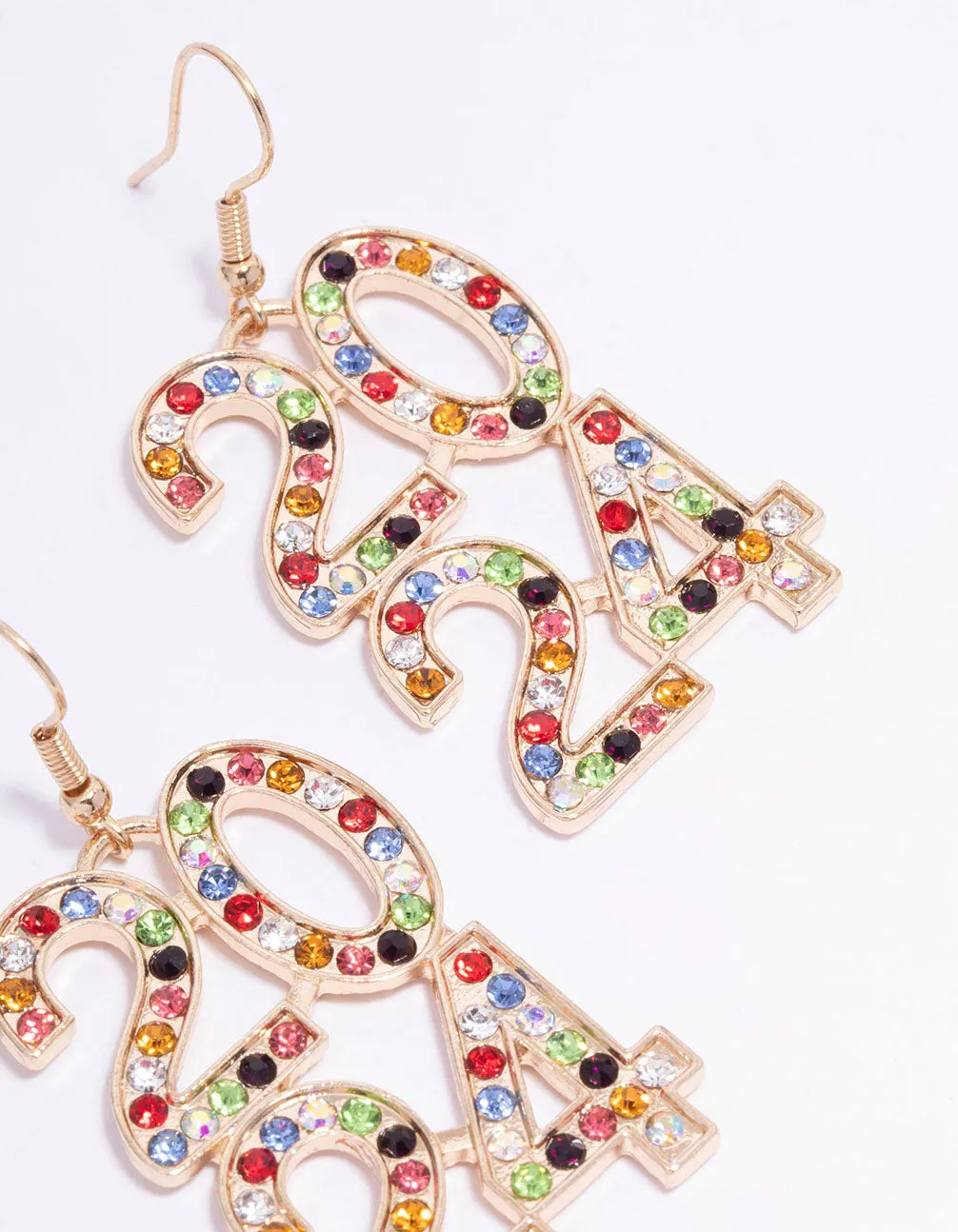 Gold Rainbow Diamante 2024 Drop Earrings