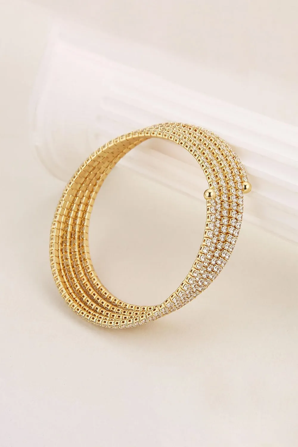 Gold Wrap Cuff MultiLayer Rhinestone Bracelets