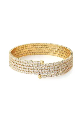 Gold Wrap Cuff MultiLayer Rhinestone Bracelets