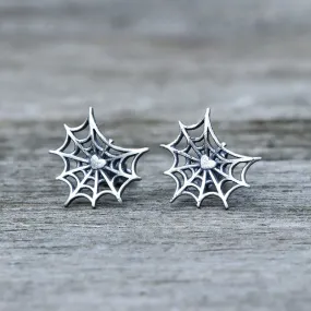 Gothic Spider Web Sterling Silver Stud Earring