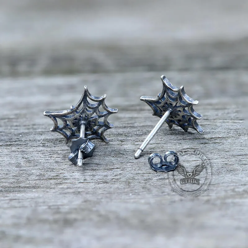 Gothic Spider Web Sterling Silver Stud Earring