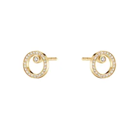 Halo 18K Gold Studs w. Diamonds 0.12 ct