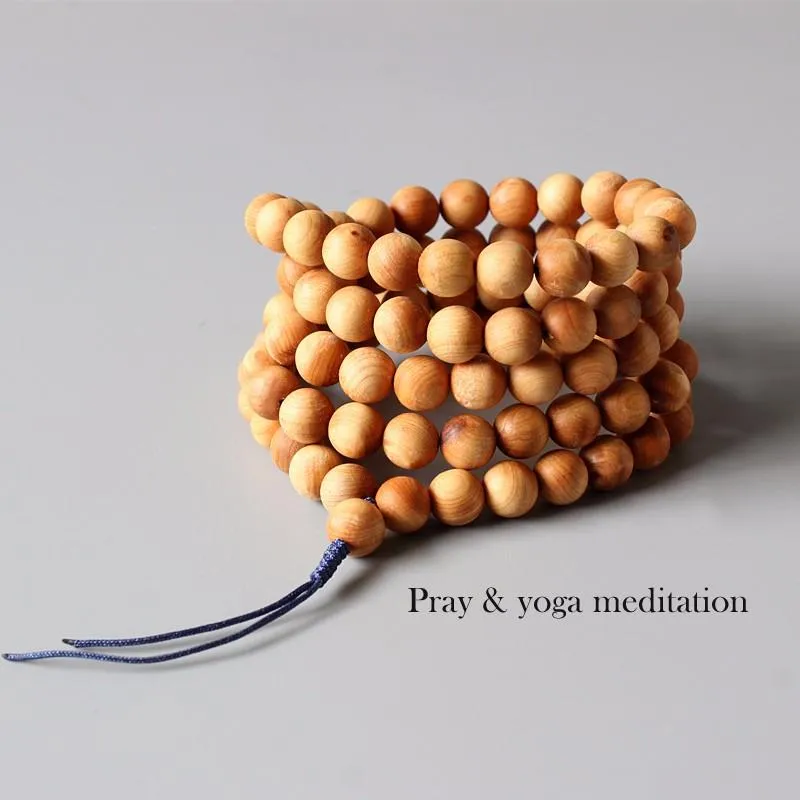 Hand-polished Buddhist Wooden Mala Prayer Beads Bracelet/Necklace