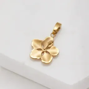 Hibiscus Flower Charm - Gold