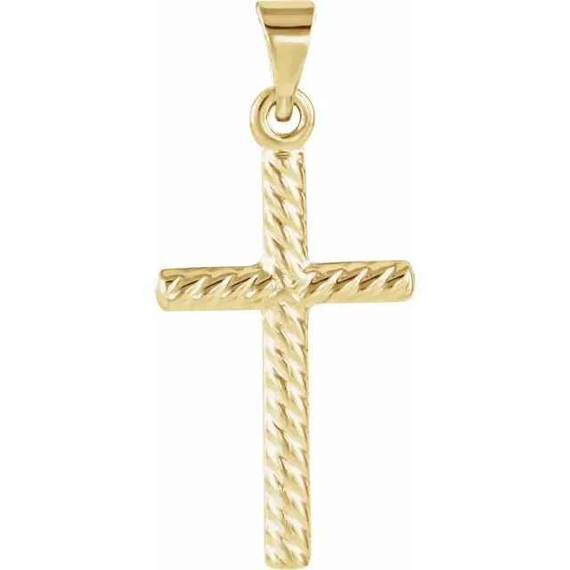 Intricate Twisted 14k Yellow Gold Cross Pendant