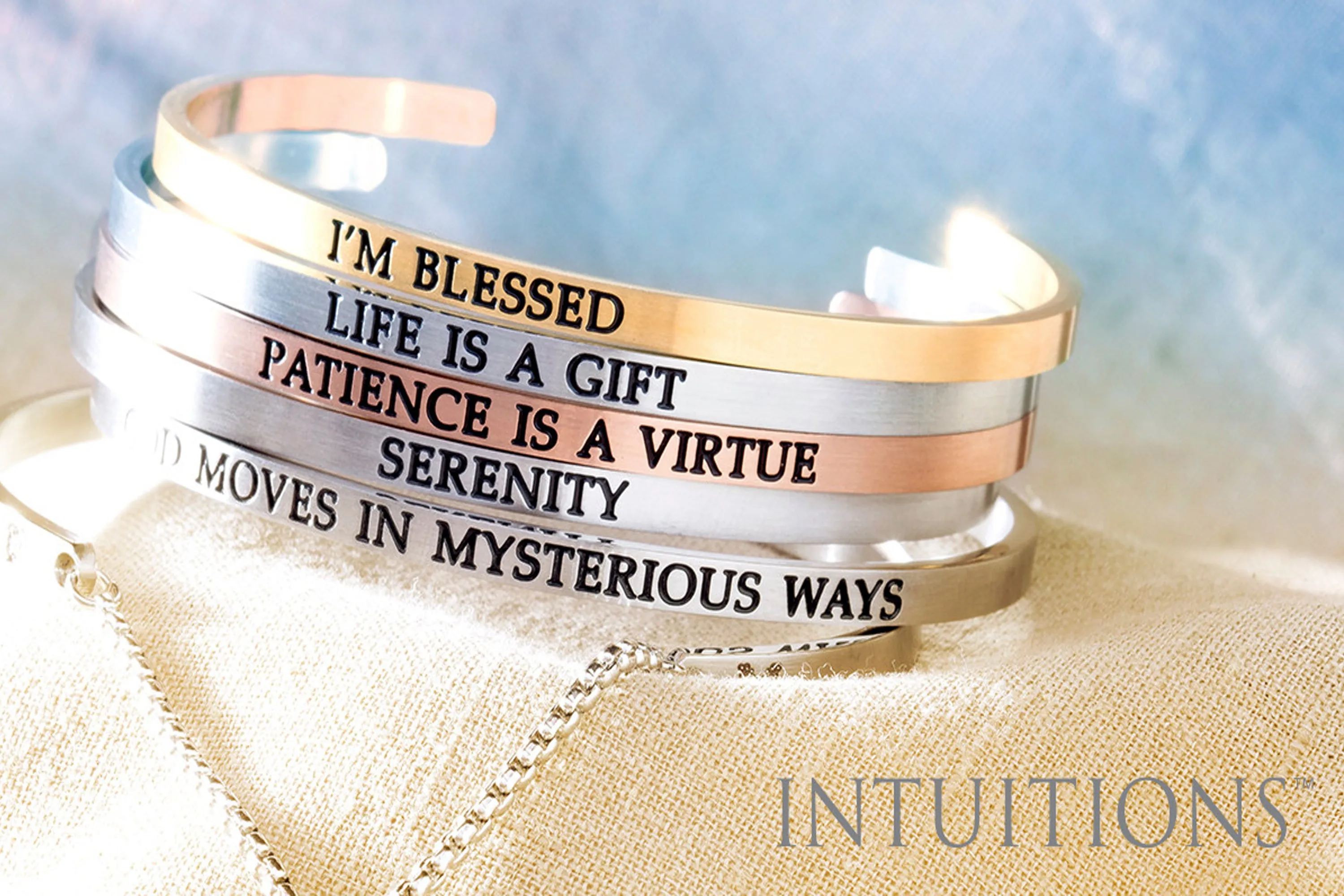 Intuitions Stainless Steel  Confident, Successful, Positive December Lite Blue Birthstone Bangle Bracelet