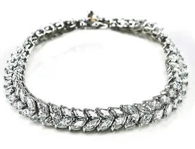 Laurel Petite Cubic Zirconia Leaf Style Bridal Bracelet