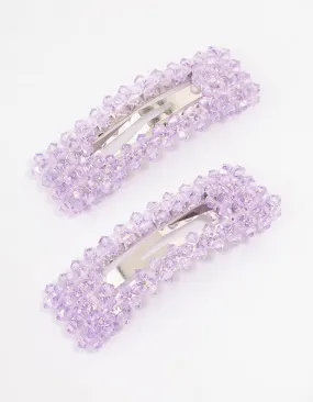 Lilac Facet Beaded Hair Clip Pack