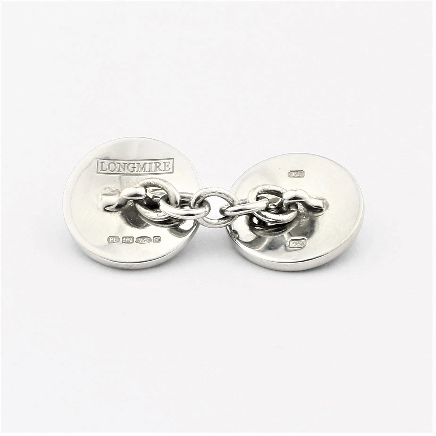 Longmire Sterling Silver Double Circle Black Cufflinks