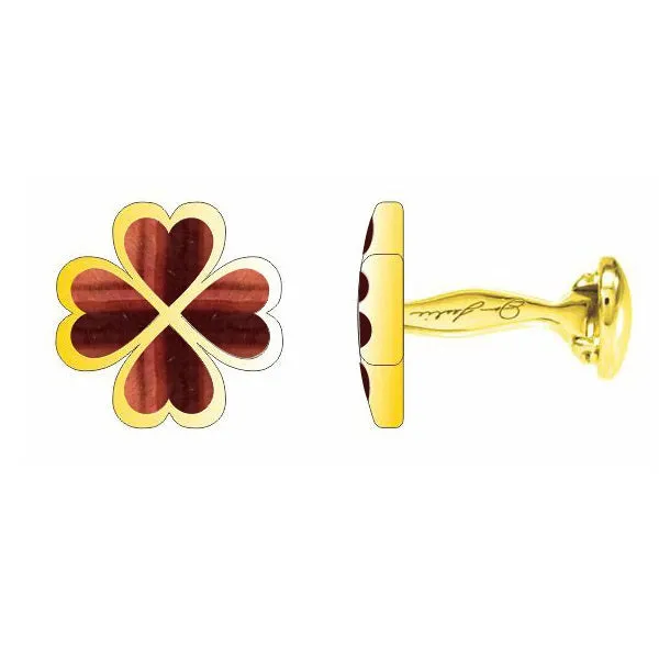 Lucky Four Leaf Clover Gold Vermeil Cufflinks