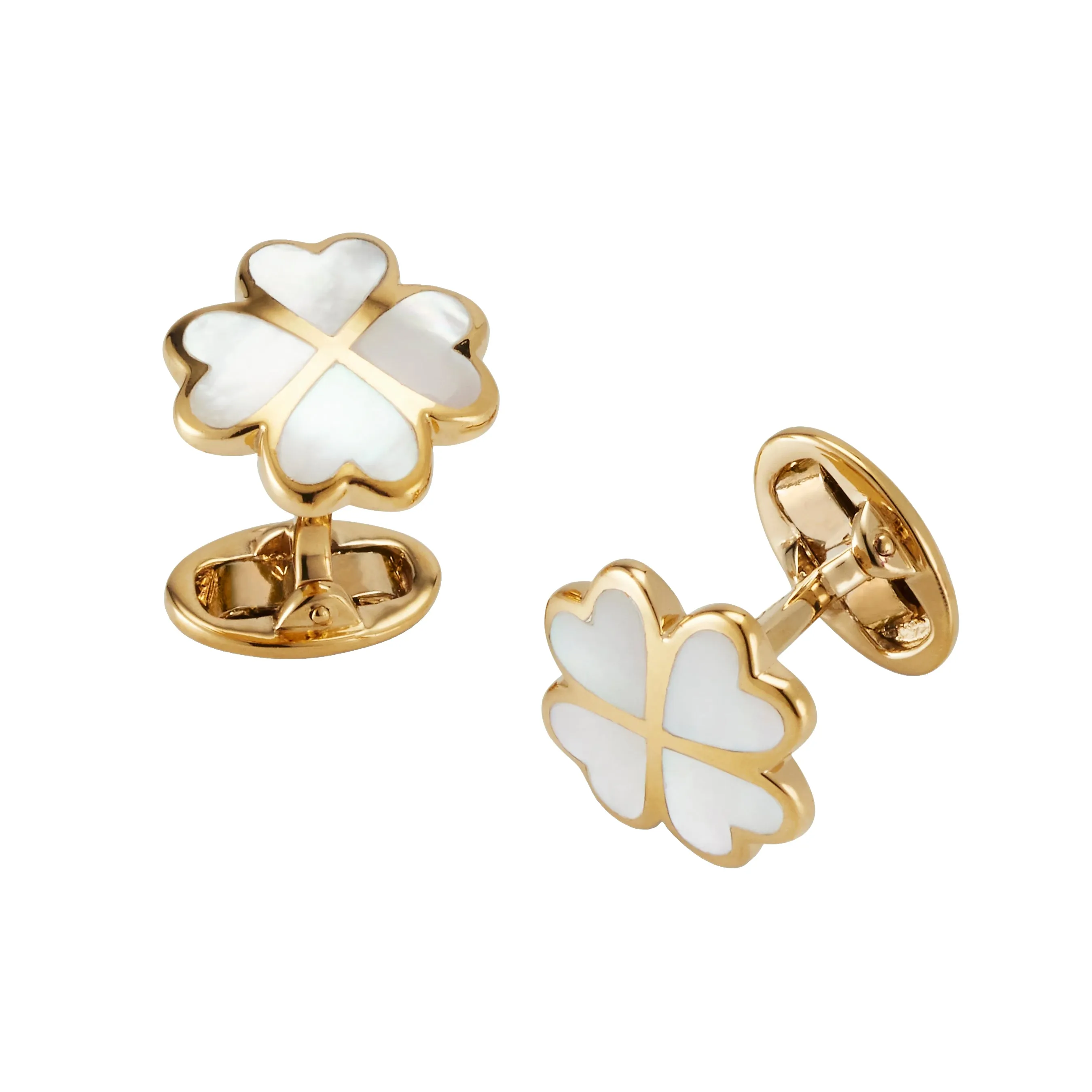 Lucky Four Leaf Clover Gold Vermeil Cufflinks