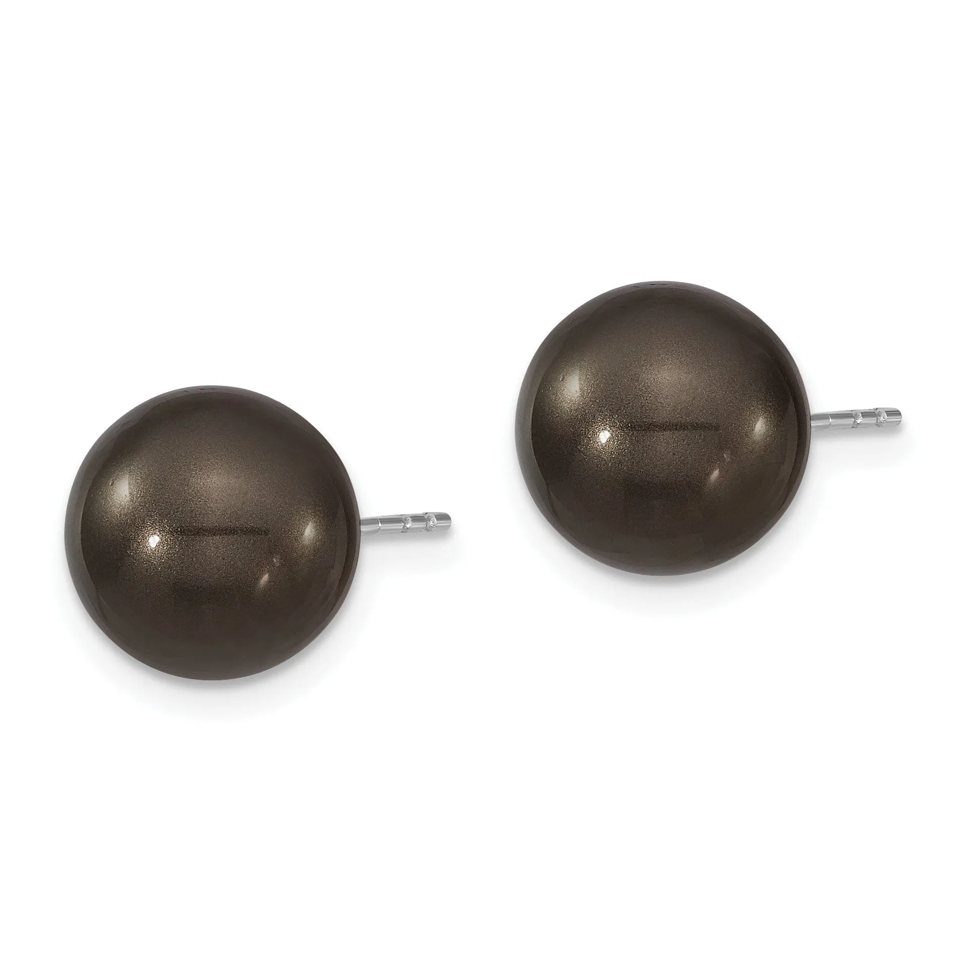 Majestik Round Black Pearl Stud Earrings