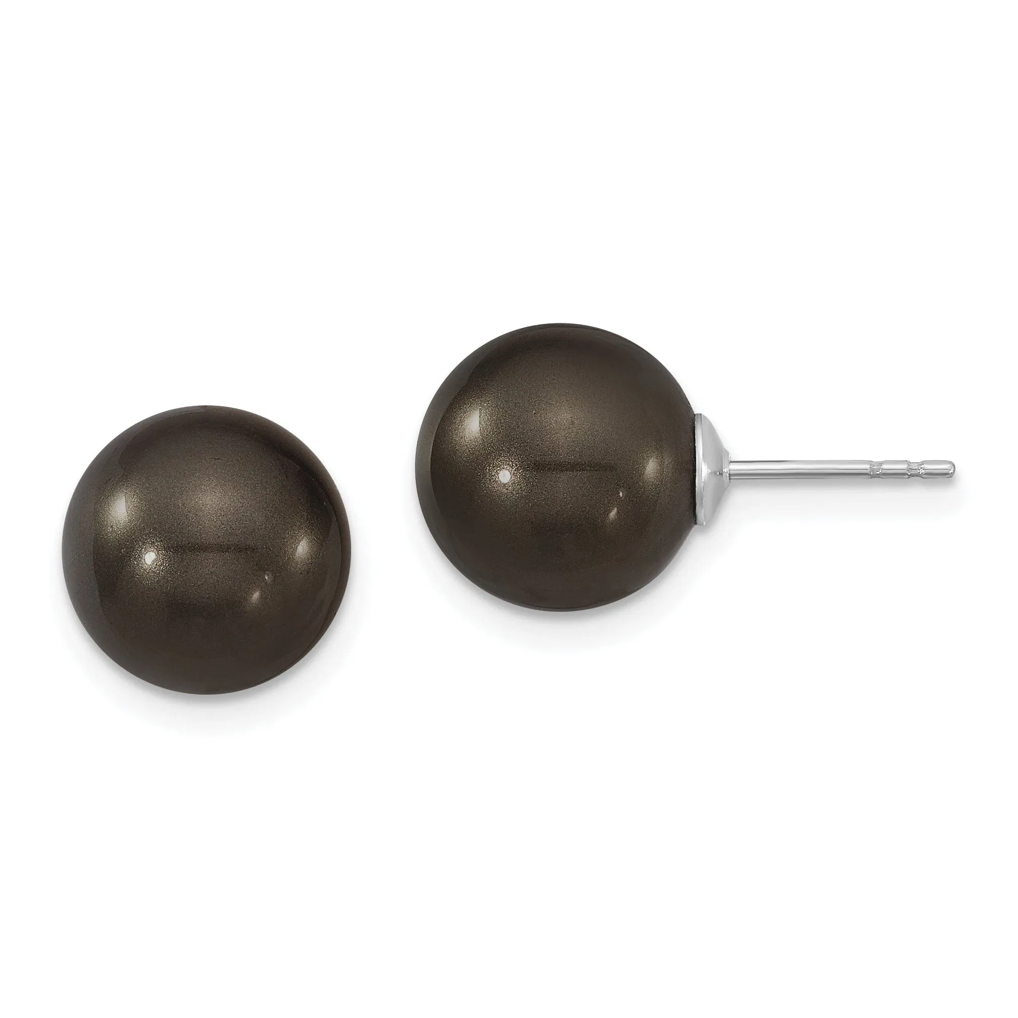 Majestik Round Black Pearl Stud Earrings