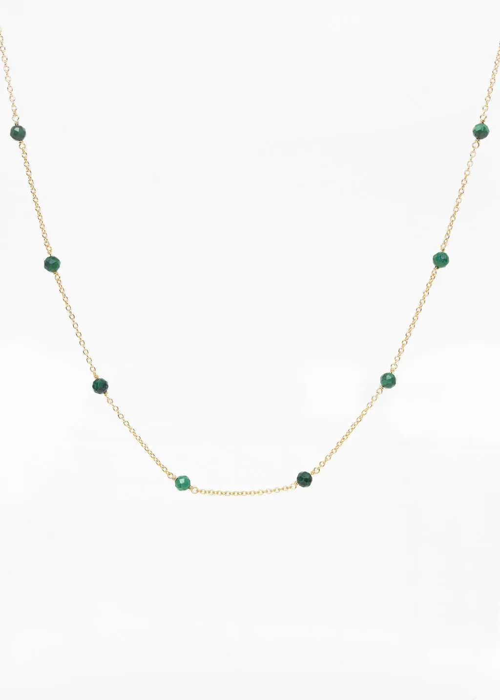 Malachite Drop Choker Necklace in Gold