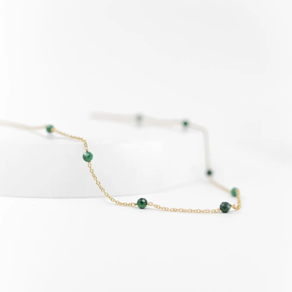 Malachite Drop Choker Necklace in Gold