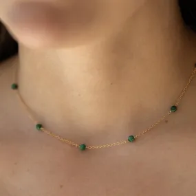 Malachite Drop Choker Necklace in Gold