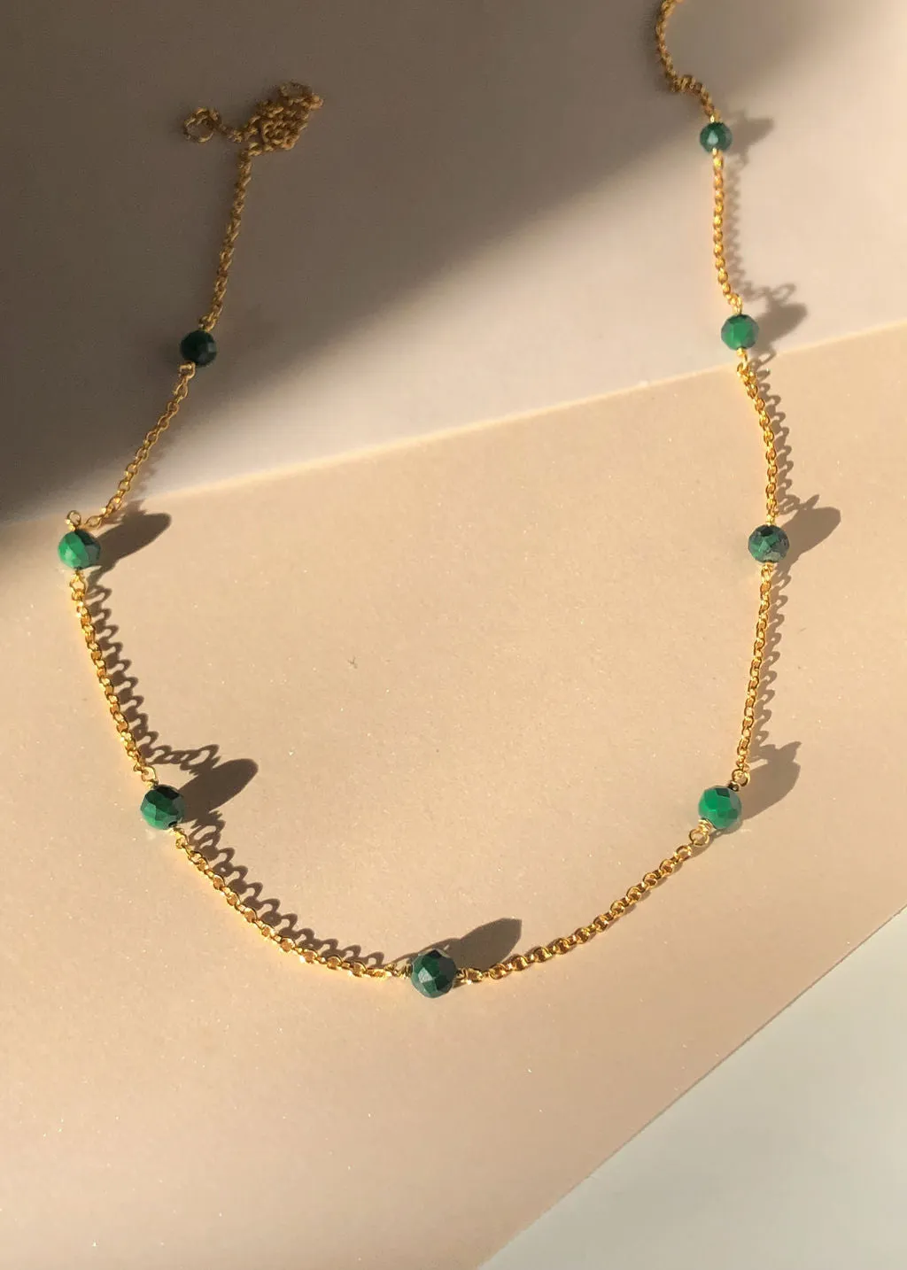 Malachite Drop Choker Necklace in Gold