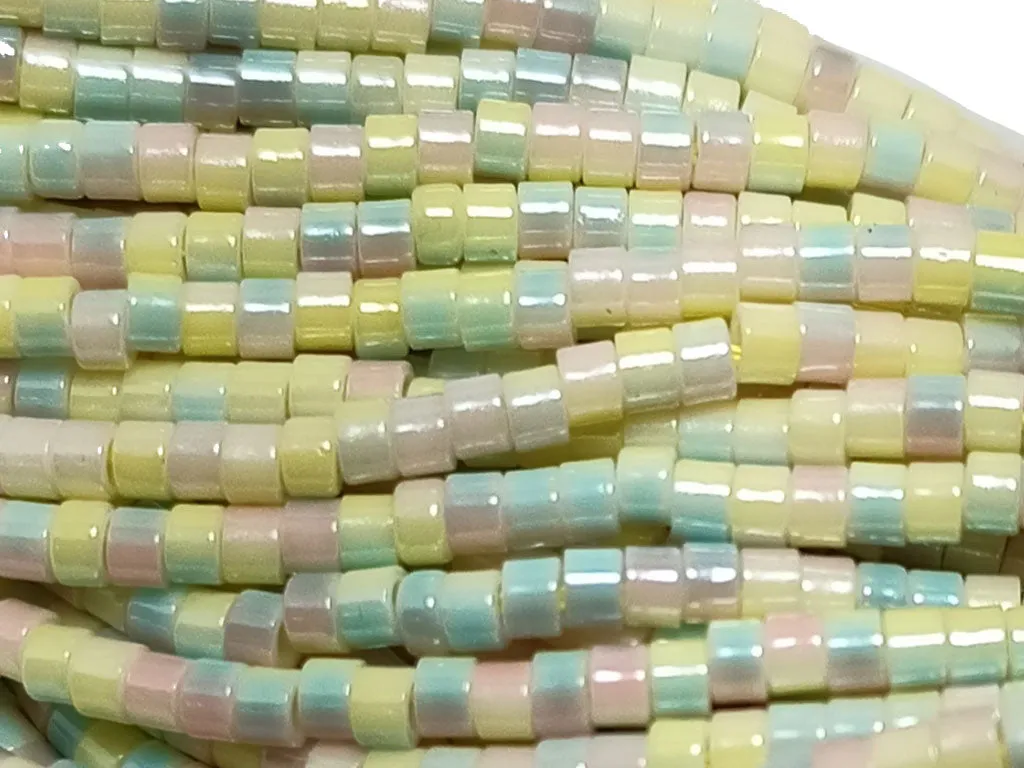 Mint Green Multicolor  Dual Tone Glass Bead Strings