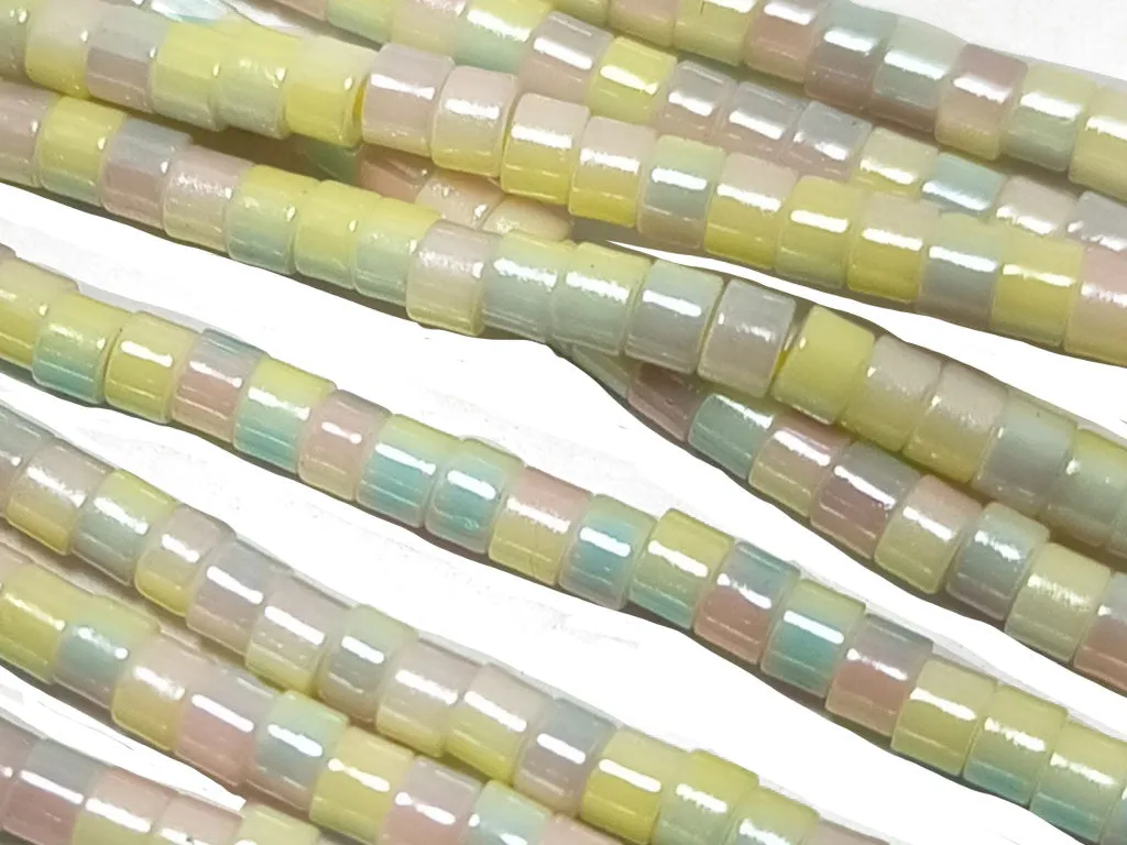 Mint Green Multicolor  Dual Tone Glass Bead Strings