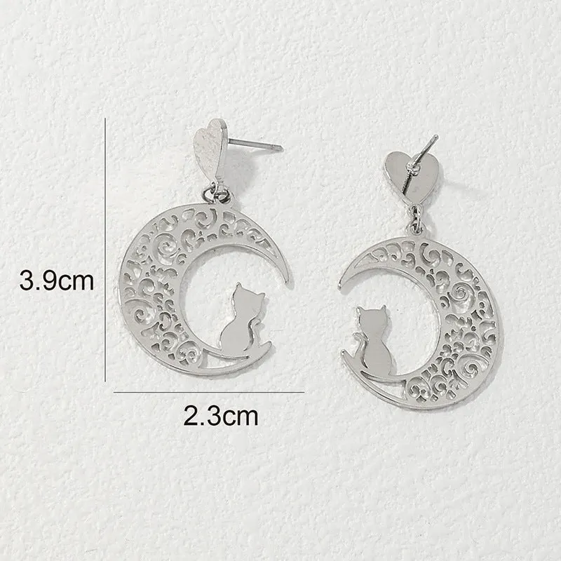 Moon Kitten Exaggerated Metal Earrings - Vienna Verve Collection