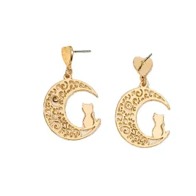 Moon Kitten Exaggerated Metal Earrings - Vienna Verve Collection