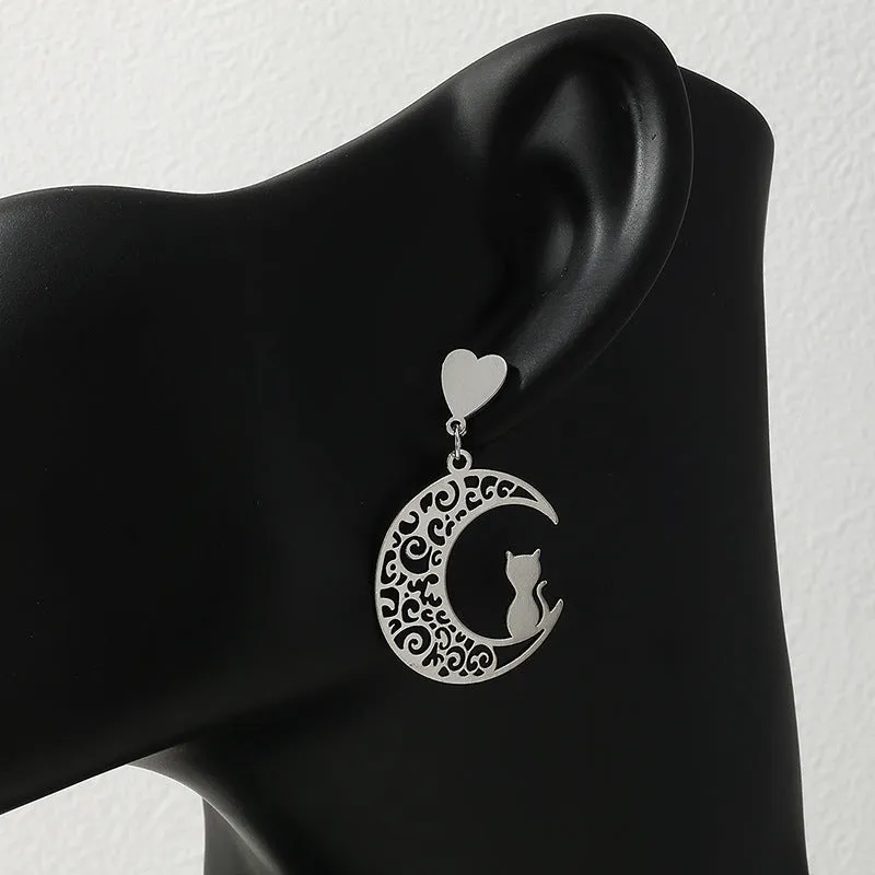 Moon Kitten Exaggerated Metal Earrings - Vienna Verve Collection