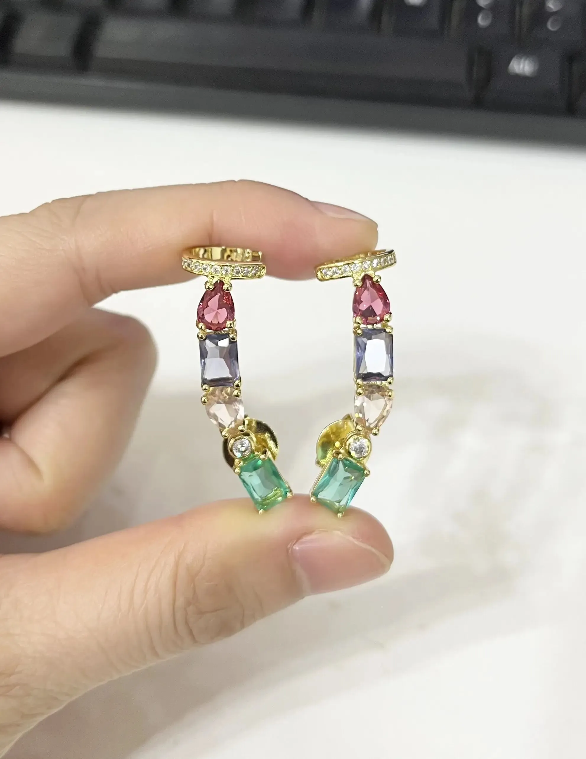 Multicolor Cubic Zirconia Clip Earring