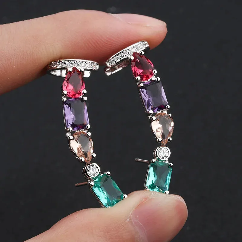 Multicolor Cubic Zirconia Clip Earring