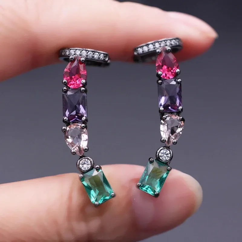 Multicolor Cubic Zirconia Clip Earring