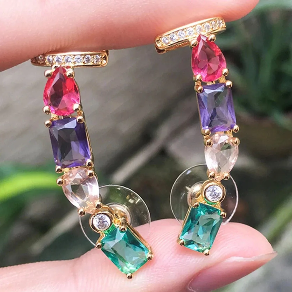 Multicolor Cubic Zirconia Clip Earring