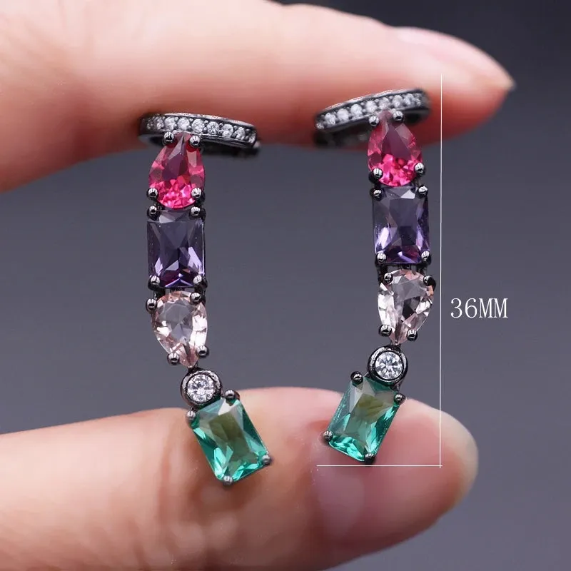 Multicolor Cubic Zirconia Clip Earring