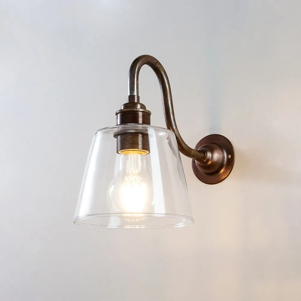 Old School Electric Glass swan arm wall light