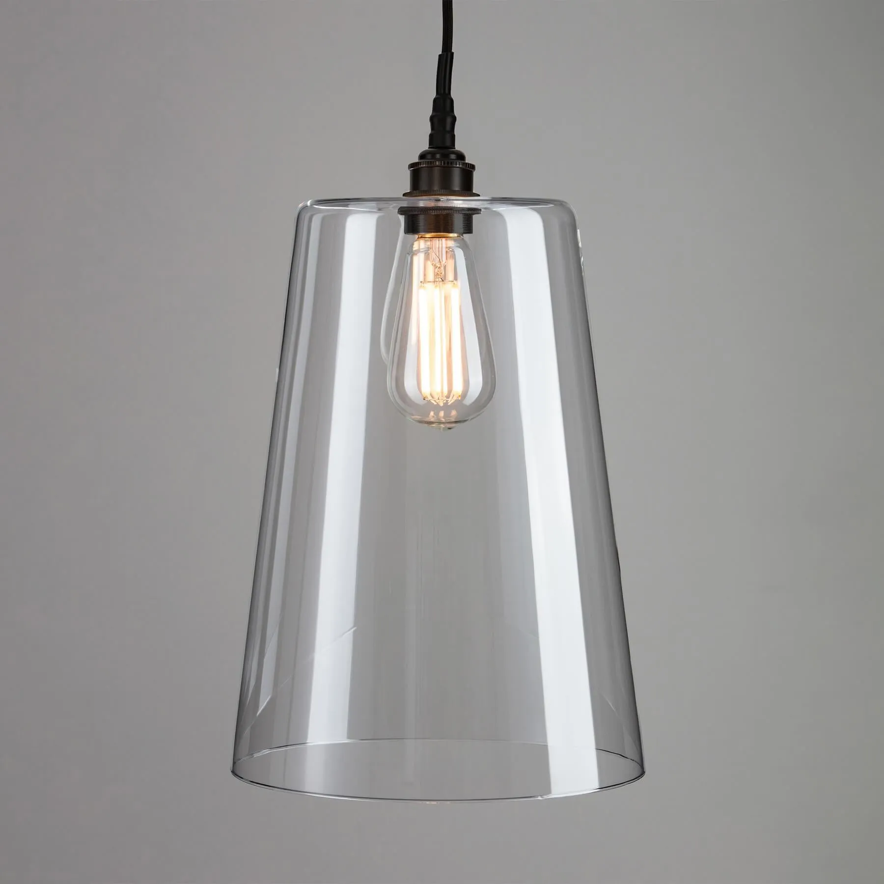 Old School Electric Tapered blown glass bathroom pendant