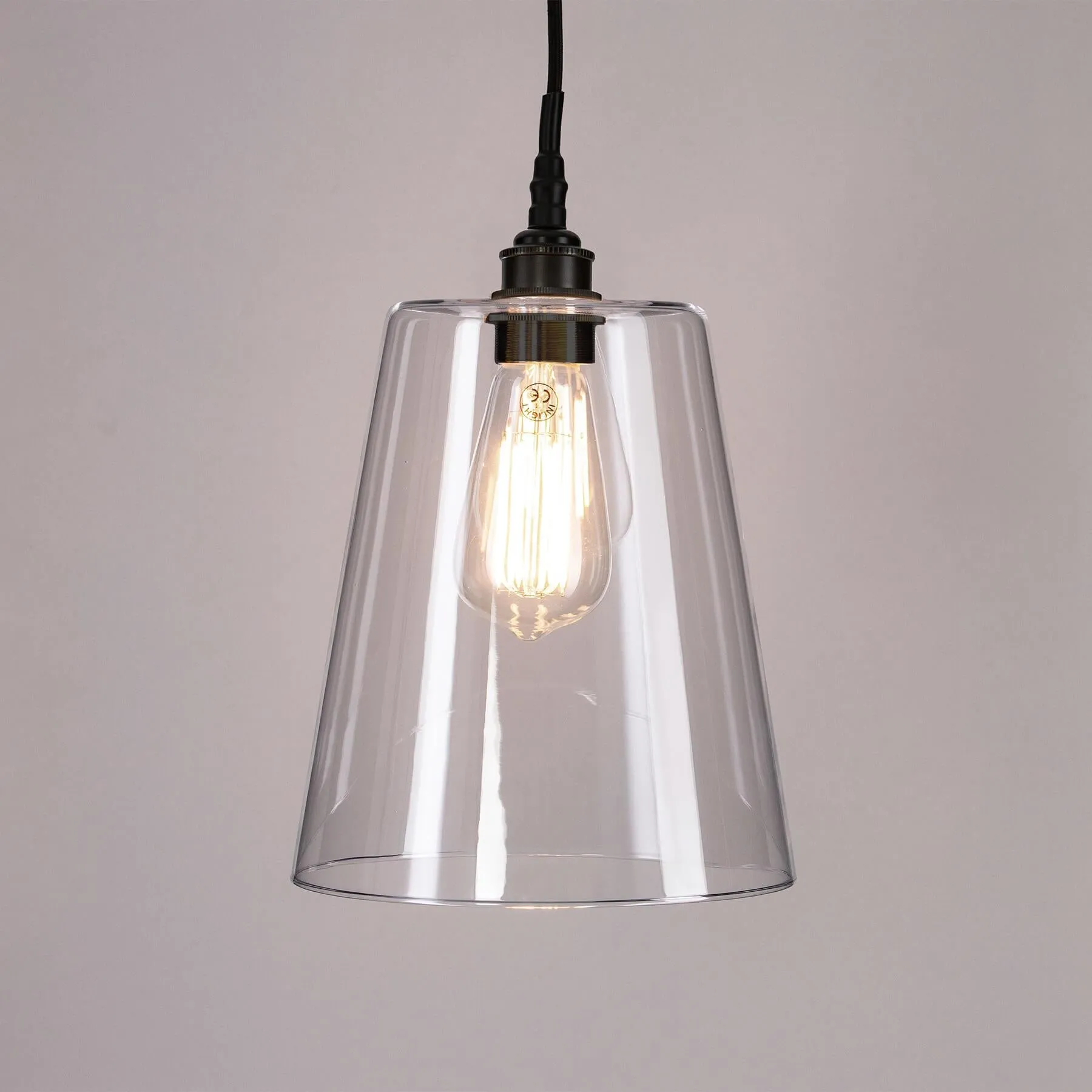 Old School Electric Tapered blown glass bathroom pendant