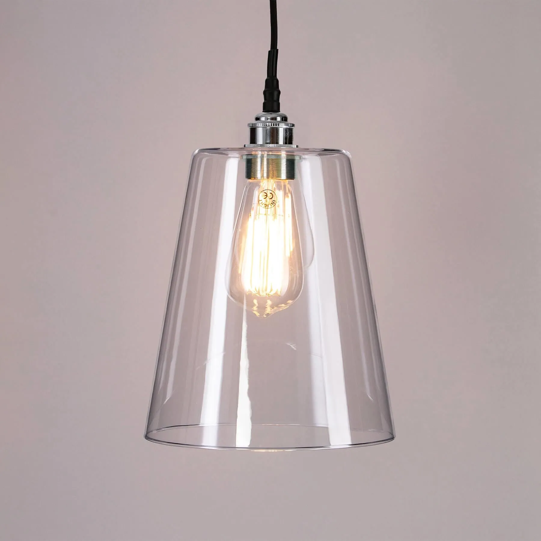 Old School Electric Tapered blown glass bathroom pendant