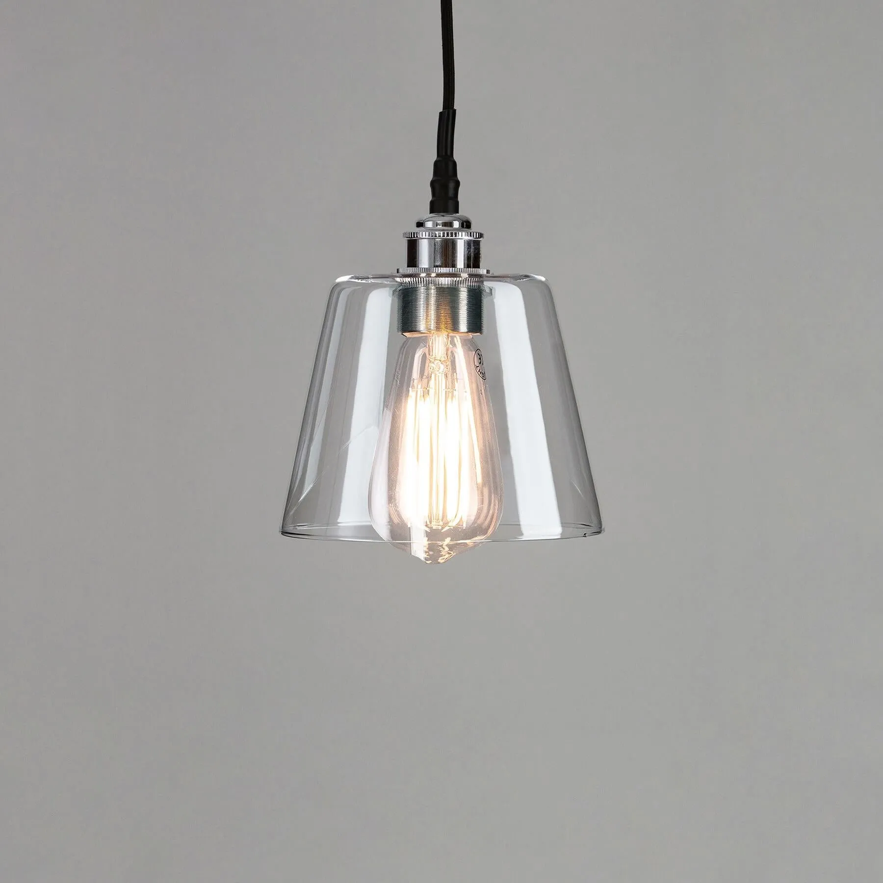 Old School Electric Tapered blown glass bathroom pendant