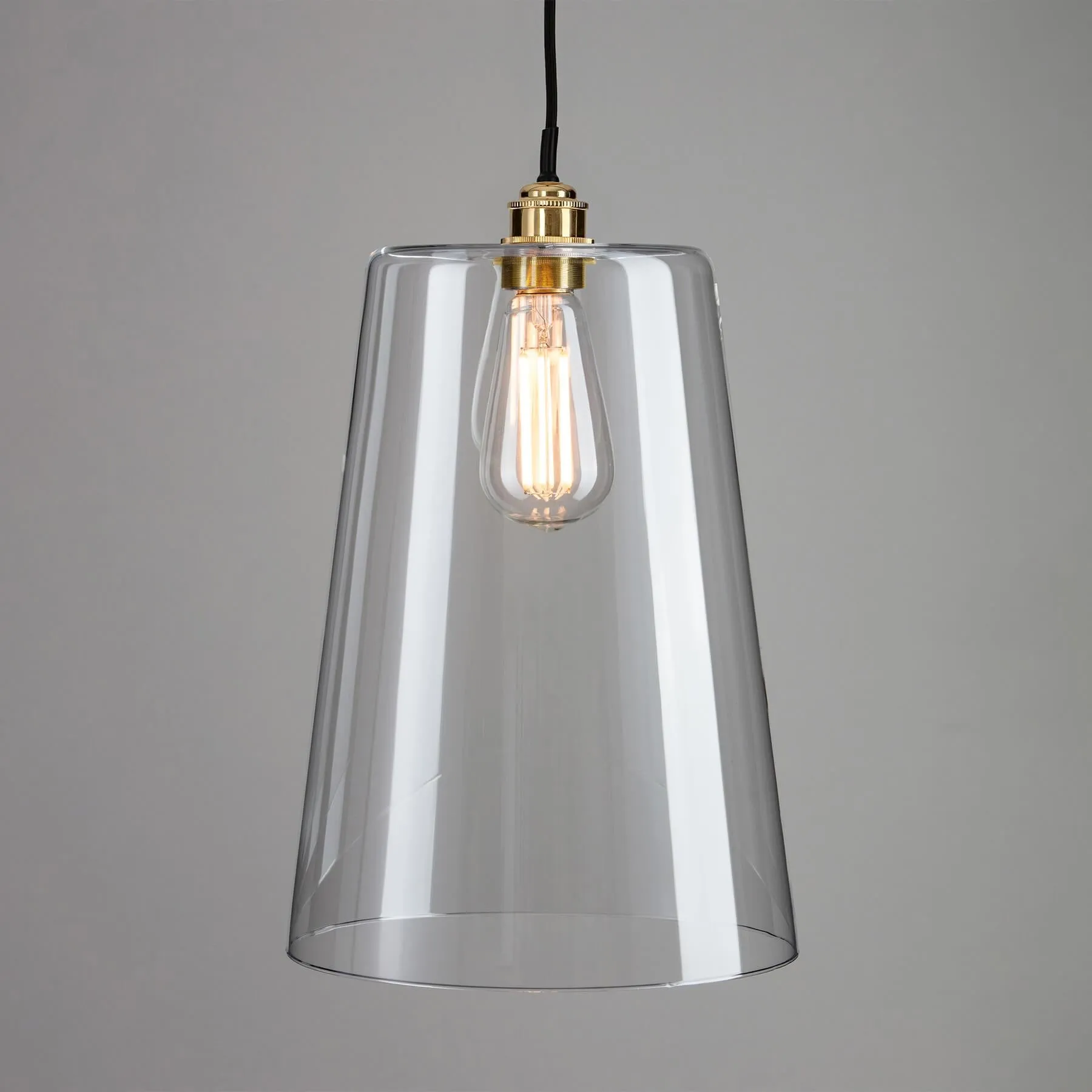 Old School Electric Tapered blown glass bathroom pendant