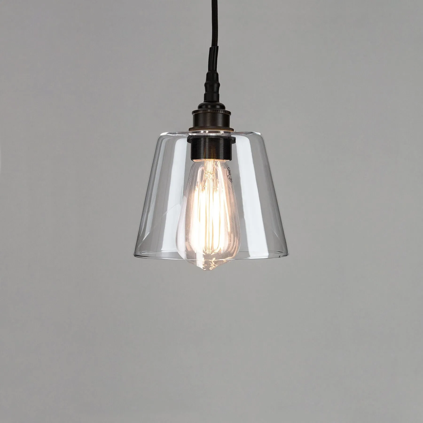 Old School Electric Tapered blown glass bathroom pendant