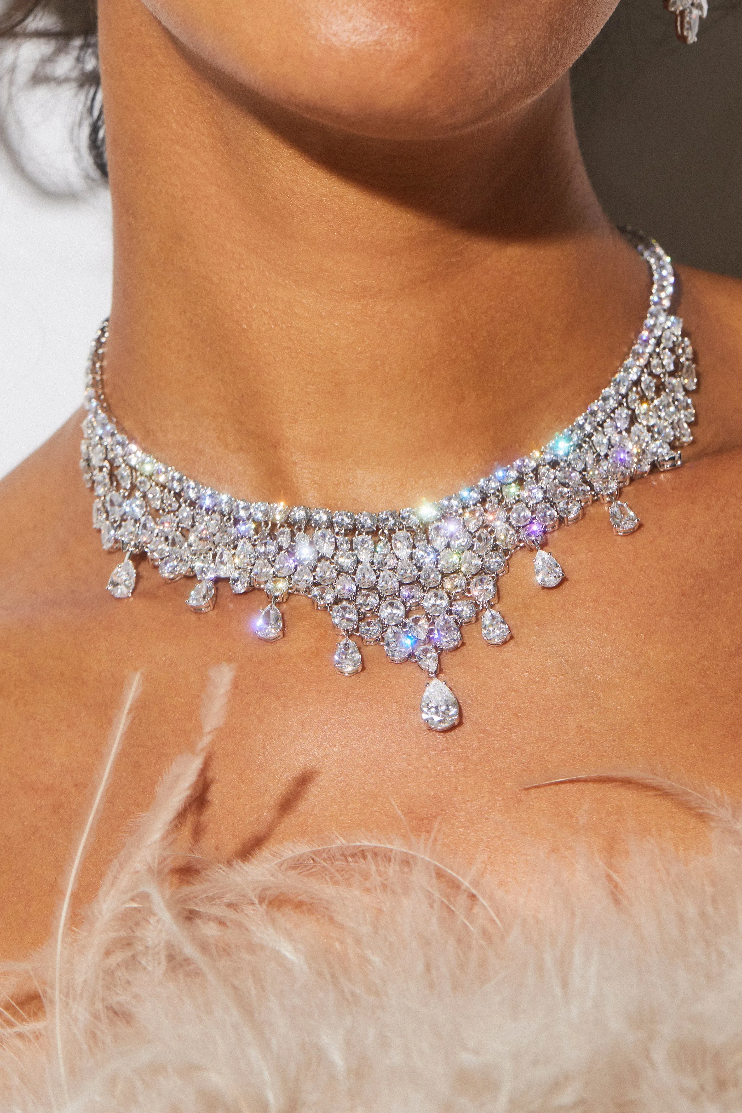 OVER THE TOP GLAM CZ COLLAR NECKLACE