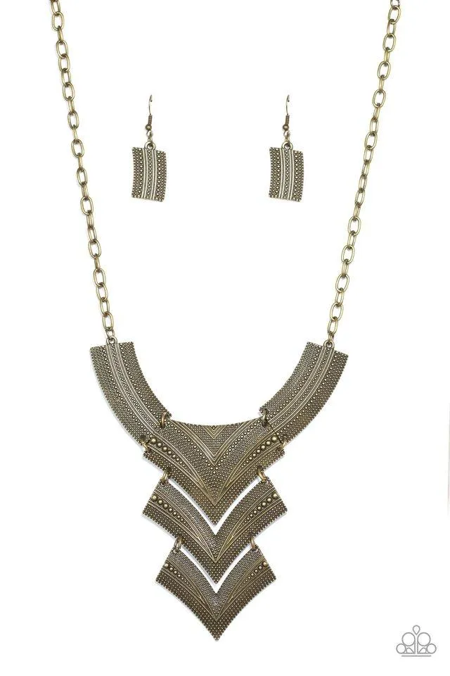 Paparazzi Necklace ~ Fiercely Pharaoh - Brass