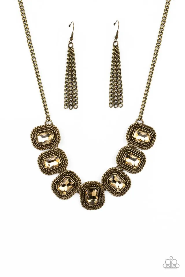 Paparazzi Necklace ~ Iced Iron - Brass