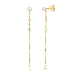 Pearl And Diamond Convertible Drop Earrings