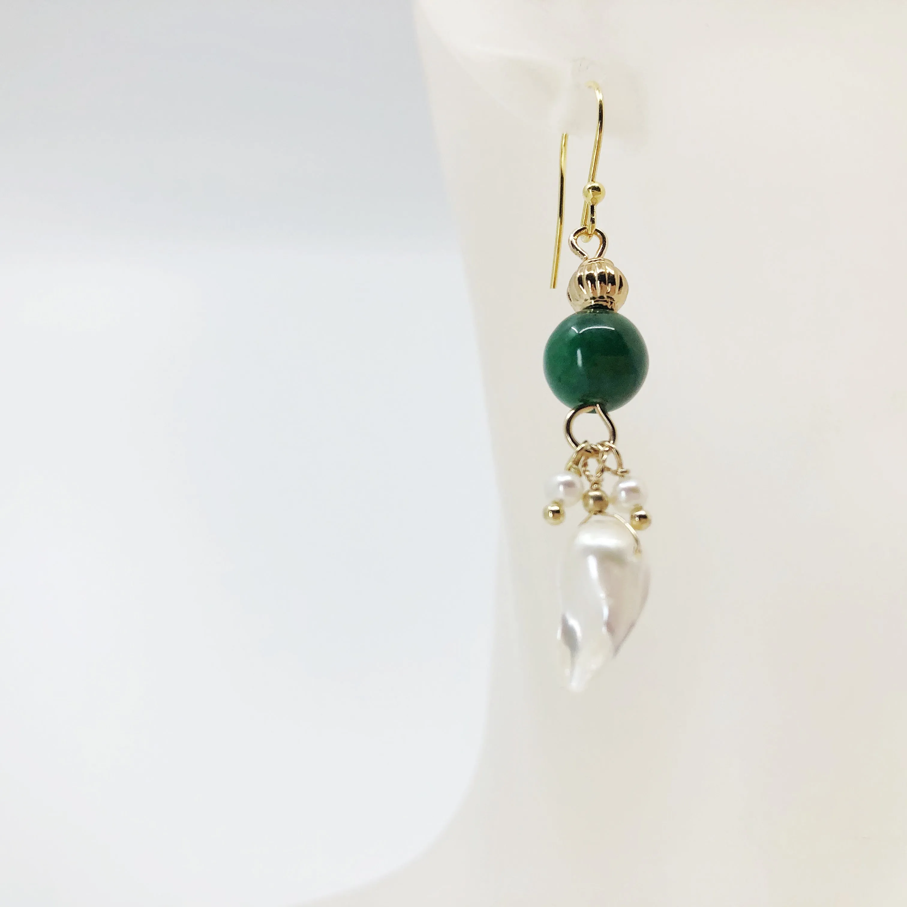 Pearl Feather Jade Earrings