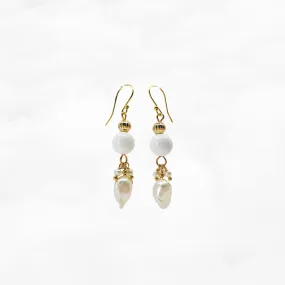 Pearl Feather Tridacna Earrings