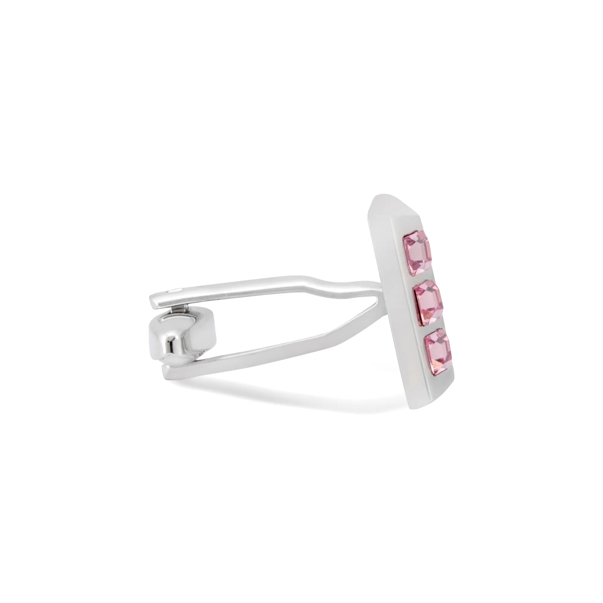 Pink Crystal with Slope Silver Cufflink (Online Exclusive)